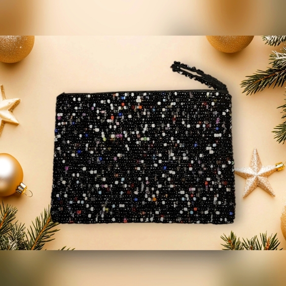 Bohemian Boho Beaded Pouch Approx 5in X 4in NWOT - Picture 2 of 2